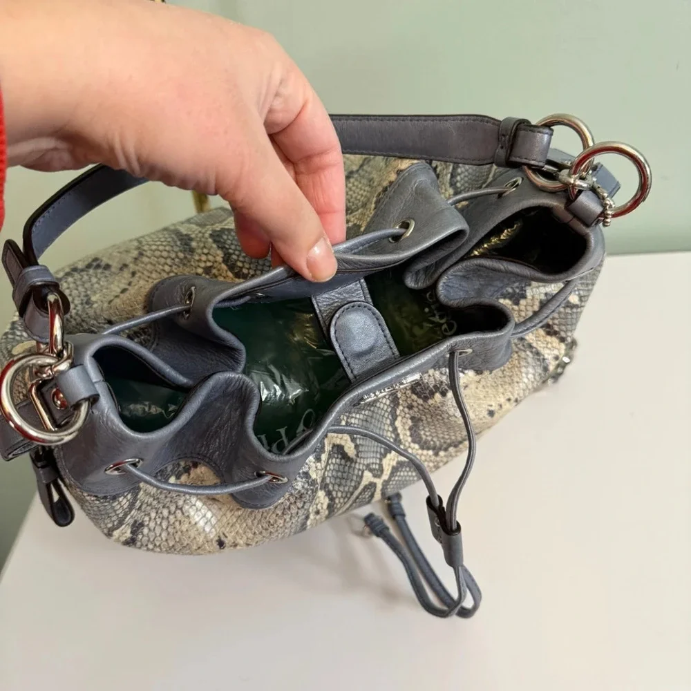 Coach Madison Python Embossed Marielle Leather Purse Snakeskin Shoulder Tote Bag - Picture 6 of 13
